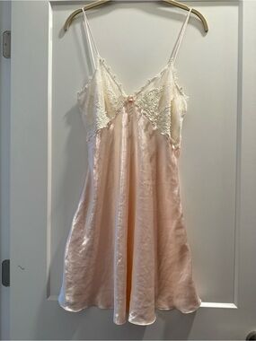 Blush Satin & Cream Lace Chemise- Vintage Wisteria